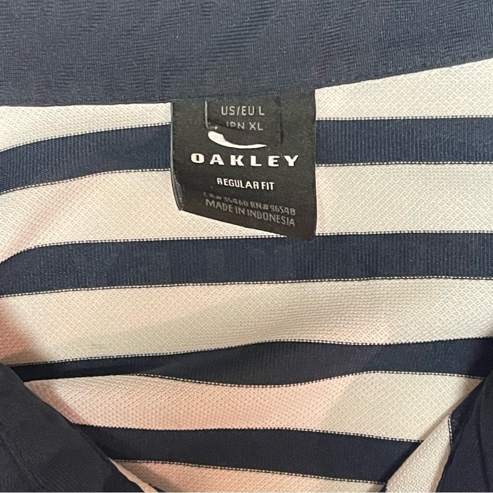 Oakley Bicolor Striped Golf Polo regular fit mens size L - Picture 3 of 6